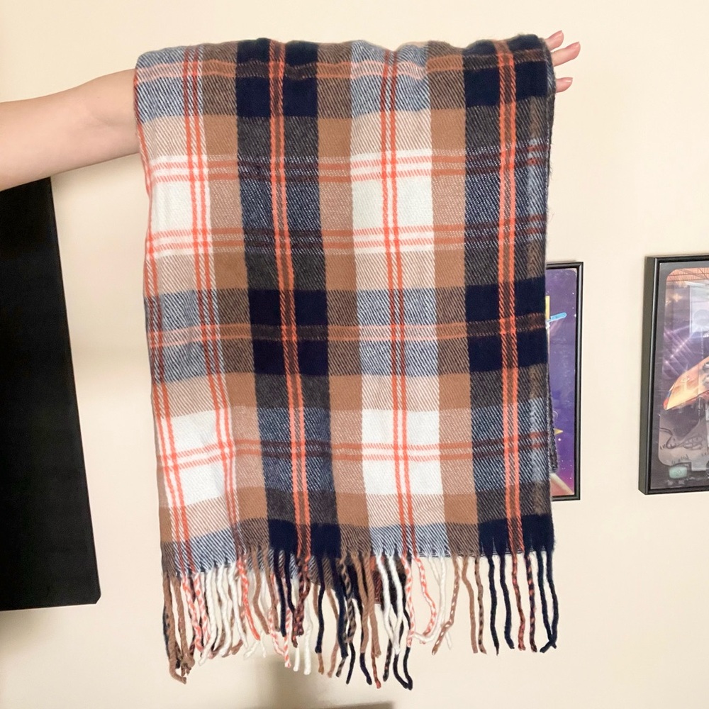 Plaid blanket scarf